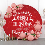 Load image into Gallery viewer, Lofaris Circle Red Leaves Merry Christmas Happy Holiday Backdrop