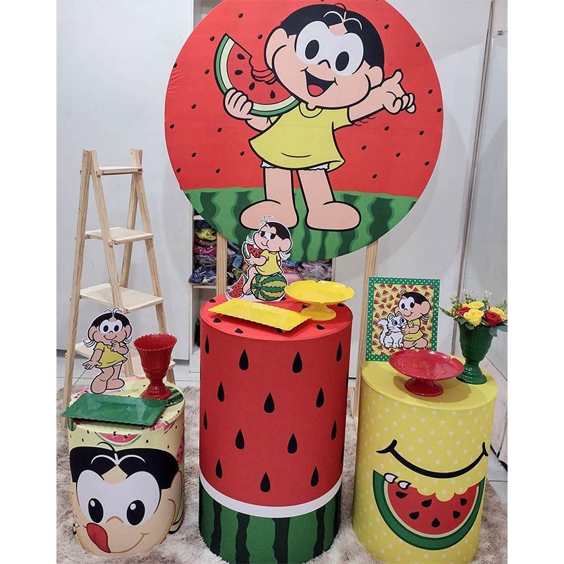 Lofaris Circle Red Watermelon Girl Birthday Party Backdrop Kit