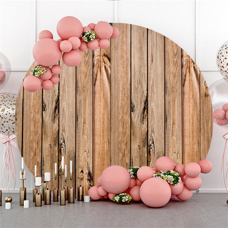 Lofaris Circle Retro Style Wood Backdrop For Birthday Party