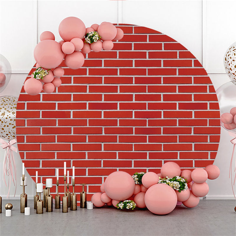 Lofaris Circle Simple Red Brick Backdrop For Birthday Party