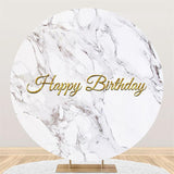 Load image into Gallery viewer, Lofaris Circle Sipmle White Abstract Marbling Birthday Backdrop