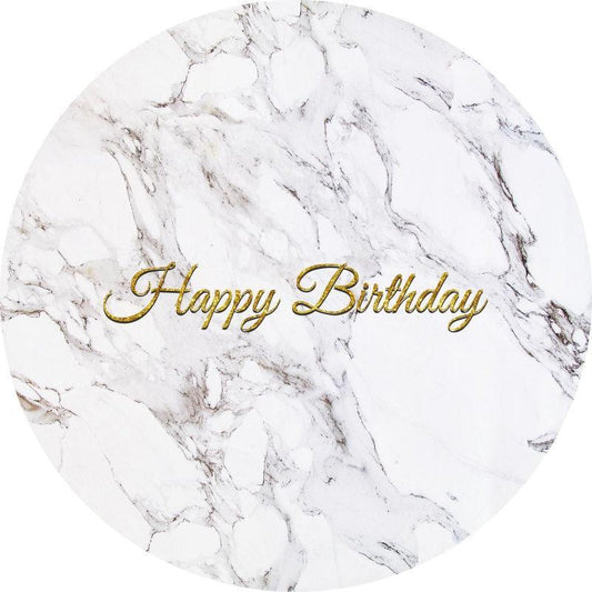 Lofaris Circle Sipmle White Abstract Marbling Birthday Backdrop