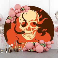 Lofaris Circle Skull Red Happy Helloween Backdrop For Party