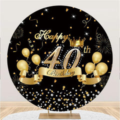 Lofaris Circle Fireworks Balloons 40th Happy Birthday Backdrop