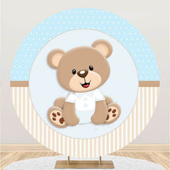 Lofaris Circle Stripes And Bear Baby Shower Backdrop For Boy