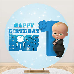 Lofaris Circle Suit Baby Happy 1st Birthday Blue Backdrops