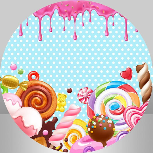 Lofaris Circle Sweet Donut Candy Birthday Party Backdrop For Girl