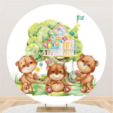 Load image into Gallery viewer, Lofaris Circle Teddy Bears And Tree House Baby Shower Backdrop