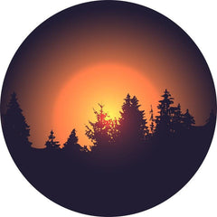 Lofaris Circle Trees And Sunrise Birthday Backdrop For Party