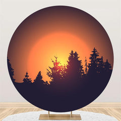 Lofaris Circle Trees And Sunrise Birthday Backdrop For Party