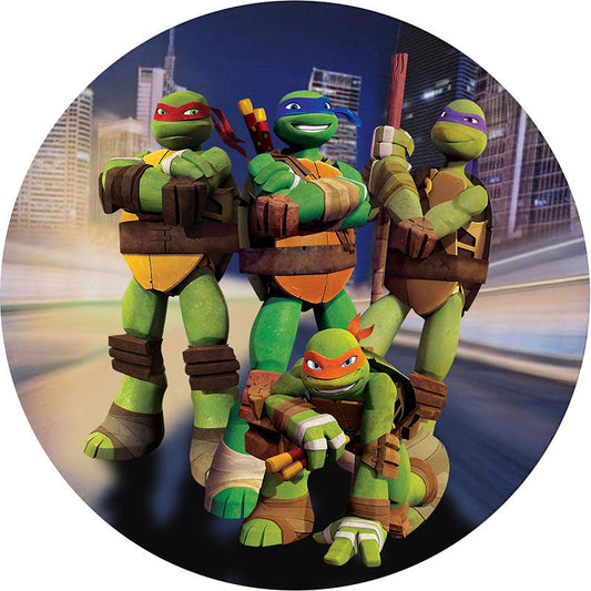 Lofaris Circle Turtle Ninja Round Boys Happy Birthday Backdrop