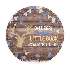 Lofaris Circle Wooden And Deer Baby Shower Backdrop For Boy