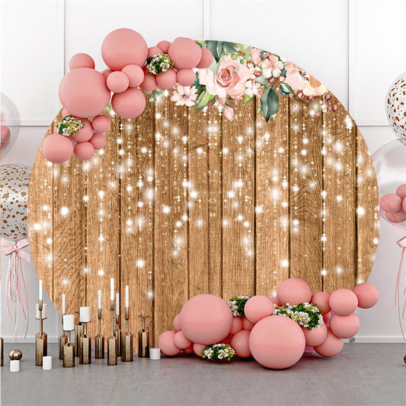 Lofaris Circle Wooden And Flower Birthday Backdrop For Party