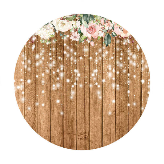 Lofaris Circle Wooden And Flower Birthday Backdrop For Party