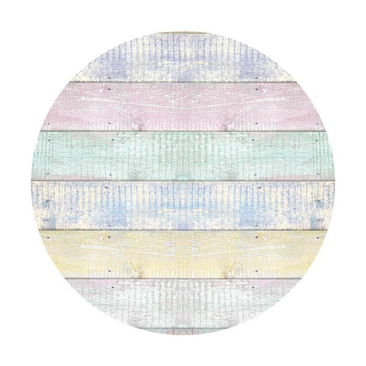 Lofaris Circle Wooden Colored Simple Happy Birthday Backdrop