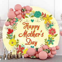 Lofaris Circle Yellow Floral Wreath Happy Mothers Day Round Backdrops