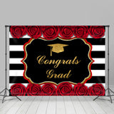 Load image into Gallery viewer, Lofaris Class of 2022 Congrats Grad Floral Graduation Stripes Gold Cap Backdrop