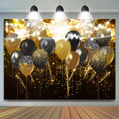 Lofaris Classic Glitter Balloon Shiny Happy New Year Backdrop