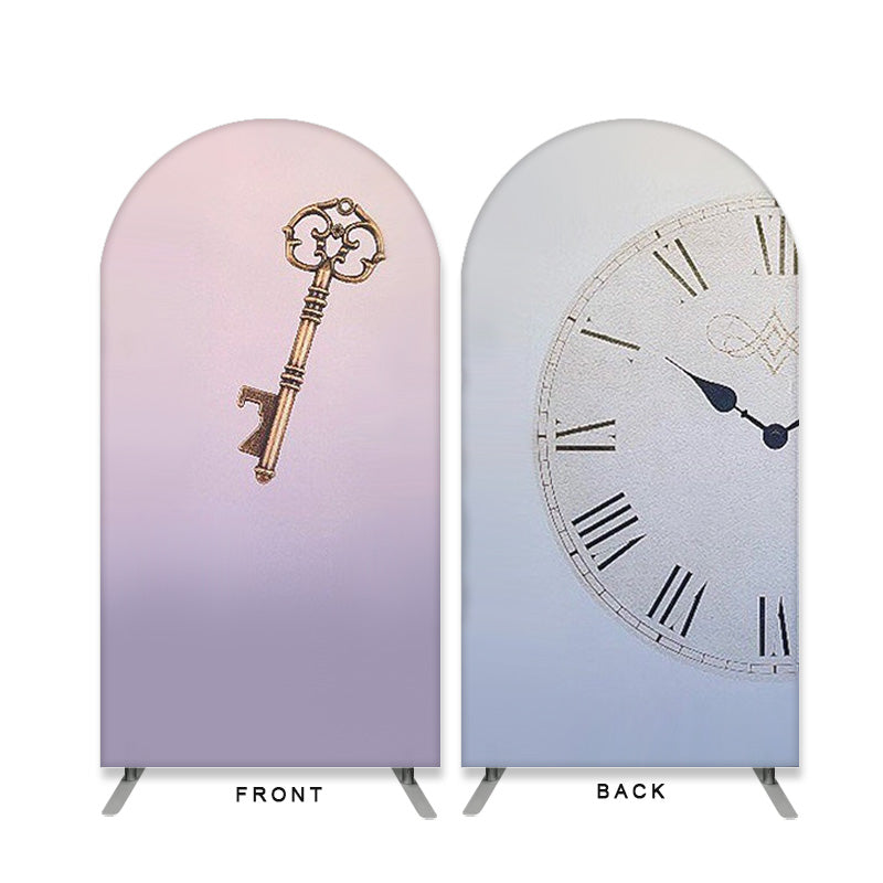 Lofaris Clock And Key Double Sided Arch Backdrop for Party
