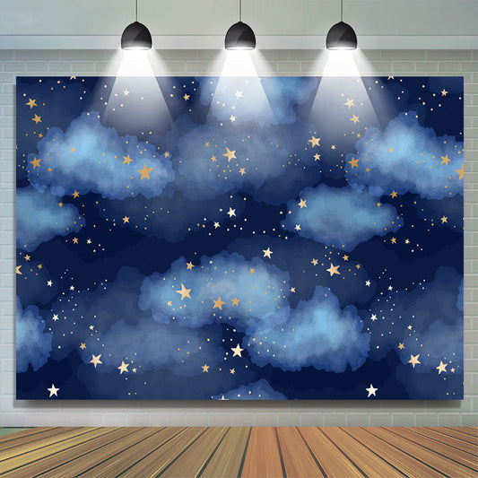 Lofaris Cloud And Stars Blue Backdrop for Birthday Party