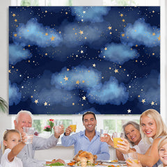 Lofaris Cloud And Stars Blue Backdrop for Birthday Party