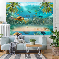 Lofaris Coconut And Turtles Summer Beach Birthday Backdrop