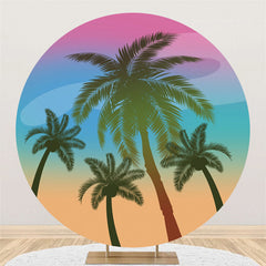 Lofaris Coconut Beach Theme Happy Birthday Circle Backdrop
