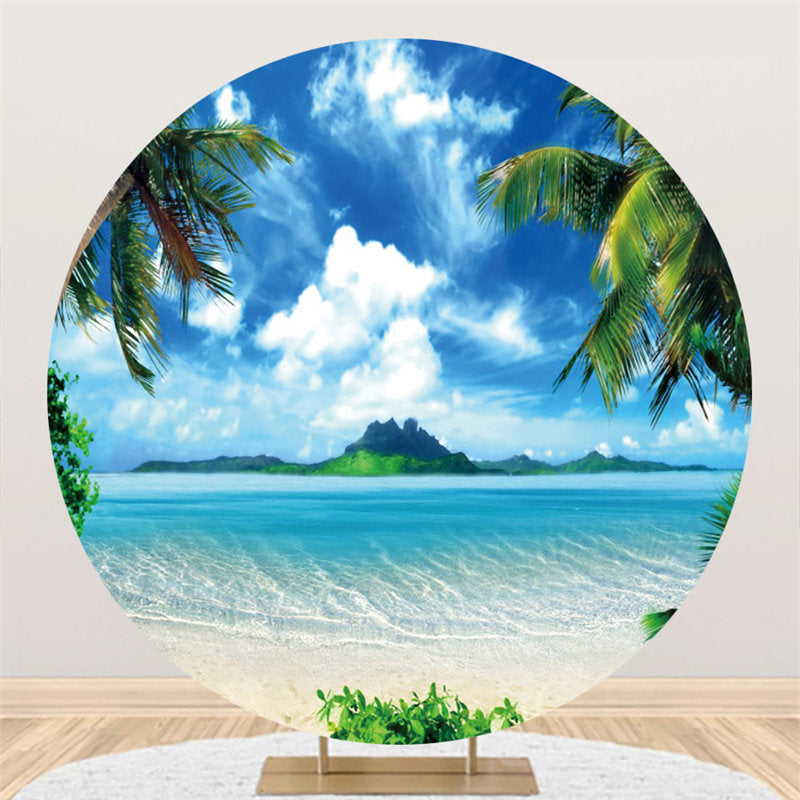 Coconut Tree Beach Theme Round Backdrop For Holiday – Lofaris
