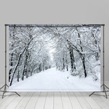 Load image into Gallery viewer, Lofaris Cold Snowy And Mysterious Highway White Winter Backdrop