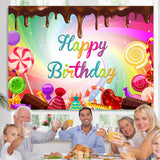 Load image into Gallery viewer, Lofaris Color Candy World Chocolates Happy Birthday Backdrop