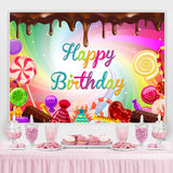 Load image into Gallery viewer, Lofaris Color Candy World Chocolates Happy Birthday Backdrop