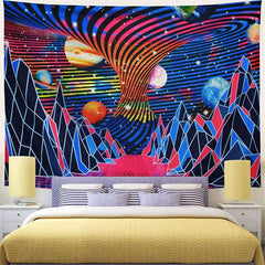 Lofaris Color Line Galaxy 3D Printed Landscape Wall Tapestry