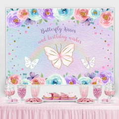 Lofaris Color rose butterfly purple rainbow birthday backdrop