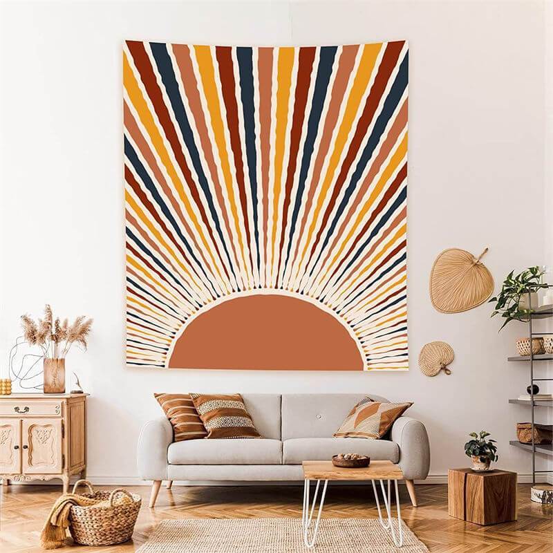 Lofaris Color Stripe And Orange Room Decoration Wall Tapestry