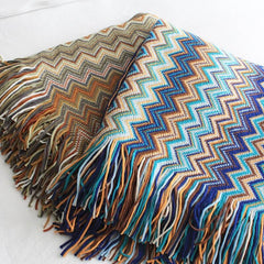 Lofaris Color Striped Knit Blanket Boho Themed Sofa Decorative