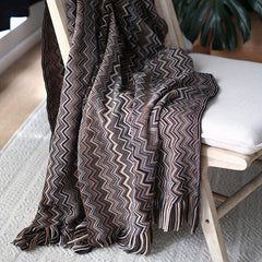 Lofaris Color Striped Knit Blanket Boho Themed Sofa Decorative