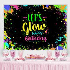 Lofaris Colored And Graffiti Happy Lets Glow Birthday Bcakdrop
