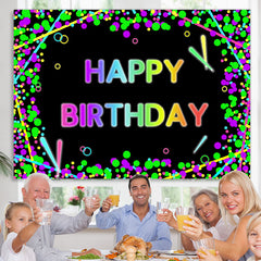 Lofaris Colored Circle With Abstract Lines Birthday Backdrop