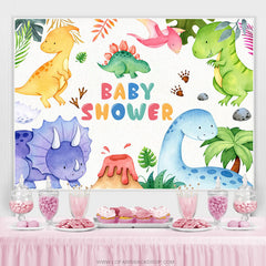 Lofaris Colored Dinosaur Jungle Cartoon Baby Shower Backdrop