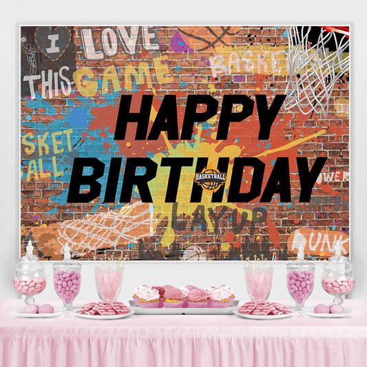 Lofaris Colored Graffiti Happy Birthday Backdrop for Party