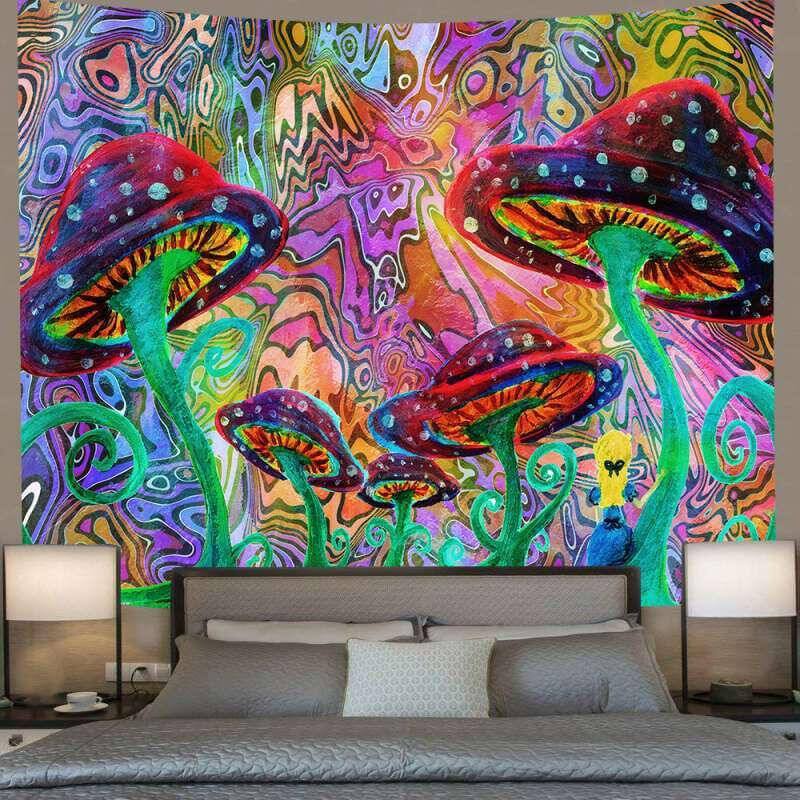 Lofaris Colored Mushroom Abstract Painting Style Wall Tapestry