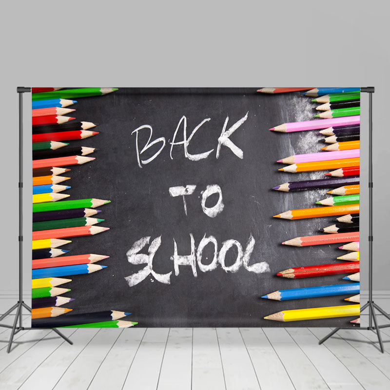 Lofaris Colored pencil blackboard kids back to school backdrop