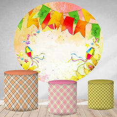 Lofaris Colored Ribbon Round Happy Birthday Party Backdrop