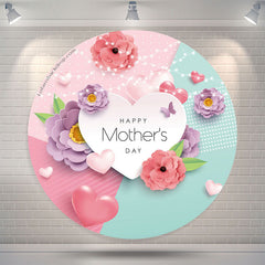 Lofaris Colorful 3D Floral Heard Circle Mothers Day Backdrop