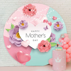 Lofaris Colorful 3D Floral Heard Circle Mothers Day Backdrop