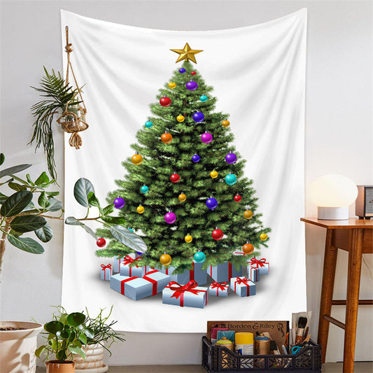 Lofaris Colorful Ball Christmas Tree Nativity Wall Tapestry