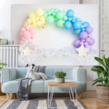 Load image into Gallery viewer, Lofaris Colorful Balloon Gold Star White Birthday Backdrop