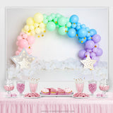 Load image into Gallery viewer, Lofaris Colorful Balloon Gold Star White Birthday Backdrop