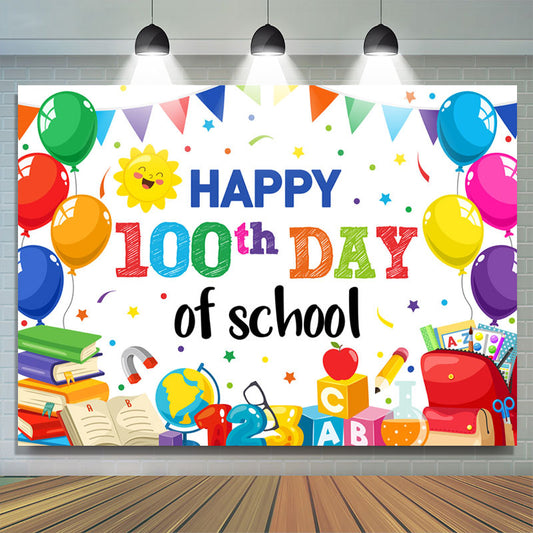 Lofaris Colorful Balloons Flags Back To School Backdrop