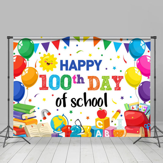 Lofaris Colorful Balloons Flags Back To School Backdrop